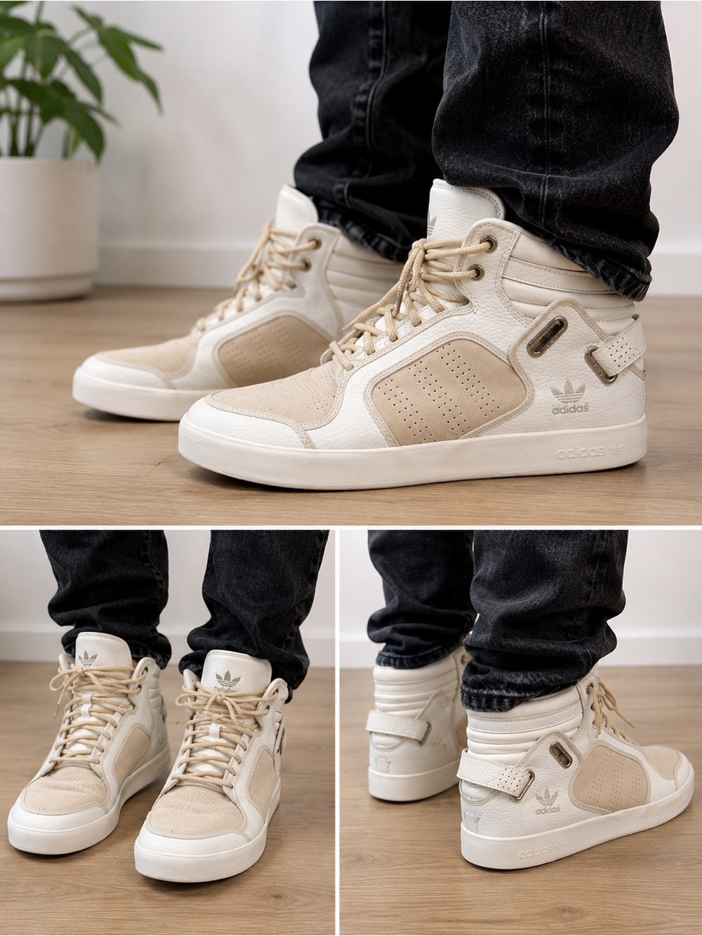 adidas Men’s High-Top Sneakers in Beige and Cream